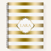 Metallic goud en witte strepen notitieboek (Voorkant)