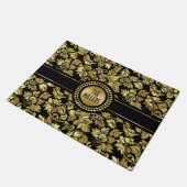 Metallic goud en zwart damast deurmat (Schuin)