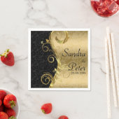 Metallic goud en zwart damast- Save the date Servetten (Insitu)