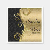 Metallic goud en zwart damast- Save the date Servetten (Voorkant)