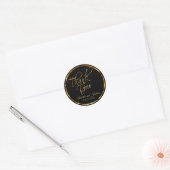 Metallic goud en zwart - Dank u Ronde Sticker (Envelop)