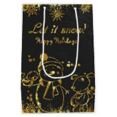 Metallic goud en zwart illustratie- Kerstmis Medium Cadeauzakje (Achterkant)