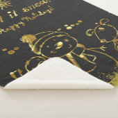 Metallic goud en zwart- Vrolijk Kerstfeest Sherpa Deken (3/4)