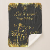 Metallic goud en zwart- Vrolijk Kerstfeest Sherpa Deken (Voorkant)