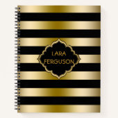 Metallic goud en zwarte strepen notitieboek (Voorkant)