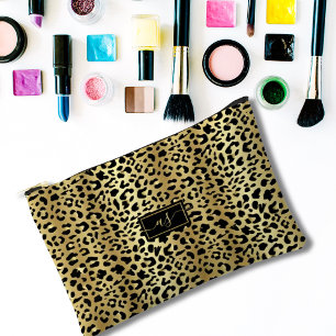 Metallic Goud Folie Zwart Luipaardprint Monogram Etui