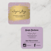 Metallic goud geborsteld Paarse en sparle Vierkante Visitekaartje (Voorkant / Achterkant)