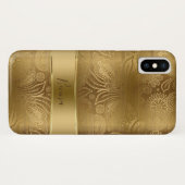 Metallic goud & goud bloemenpaisley patroon Case-Mate iPhone case (Achterkant (horizontaal))
