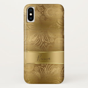 Metallic goud & goud bloemenpaisley patroon iPhone x hoesje