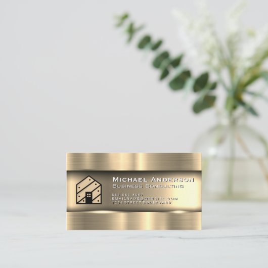 Metallic Goud | Huislogo Visitekaartje (Staand voorkant)