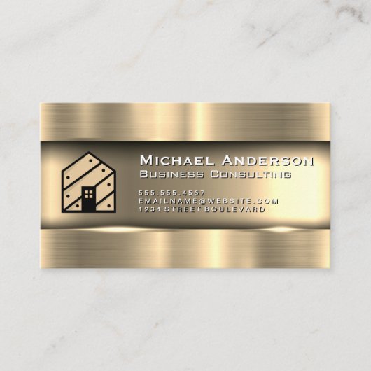 Metallic Goud | Huislogo Visitekaartje (Voorkant)