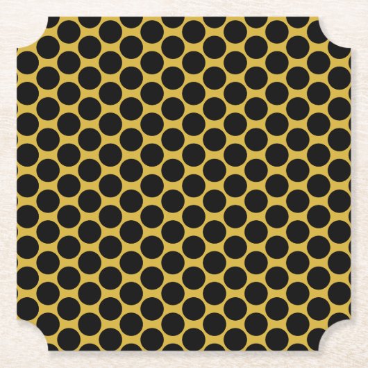 Metallic goud met Black Dot Style Ticket Kartonnen Onderzetters (Voorkant)