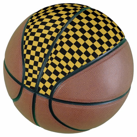 Metallic goud met zwart vierkant patroon basketbal (Schuin)