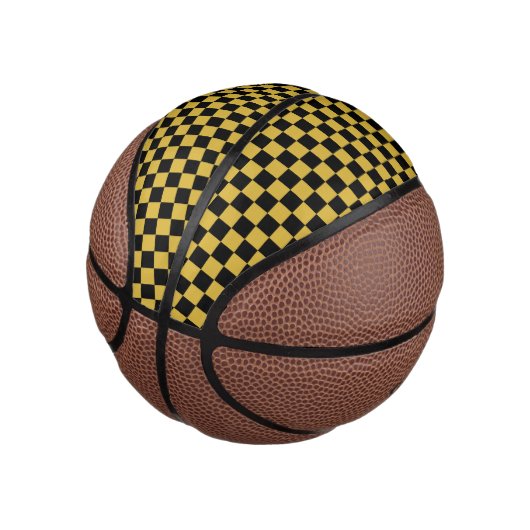 Metallic goud met zwart vierkant patroon basketbal (Schuin)