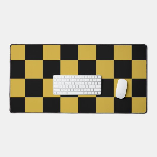 Metallic goud met zwart vierkant patroon bureaumat (Keyboard & Muis)