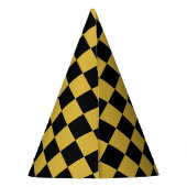 Metallic goud met zwart vierkant patroon feesthoedjes (Achterkant)
