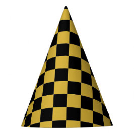 Metallic goud met zwart vierkant patroon feesthoedjes