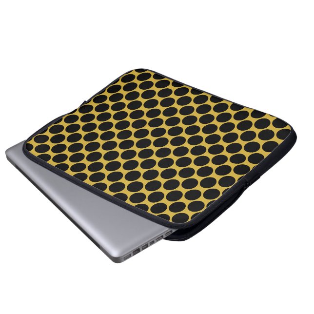 Metallic goud met zwarte puntstijl laptop sleeve (Voorkant onderkant)