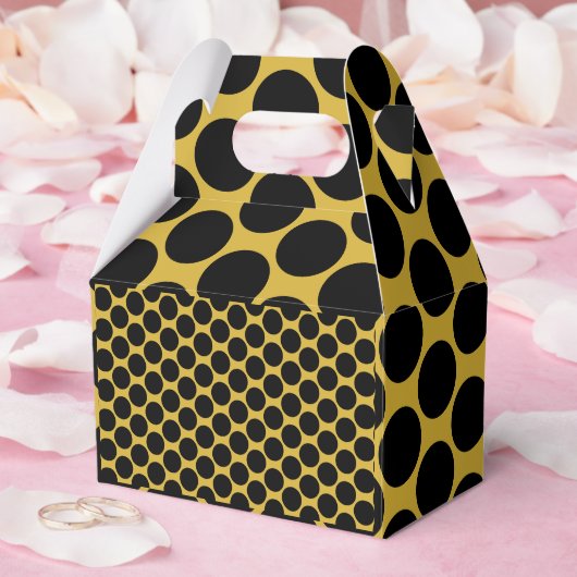 Metallic goud met zwarte stip stijl Gable 4x2.5x5 Bedankdoosjes (Huwelijk)