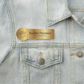 Metallic Goud Moderne Paw Print Veterinair Naamplaatje (In situ)