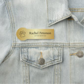 Metallic Goud Moderne Paw Print Veterinair Naamplaatje (In situ)