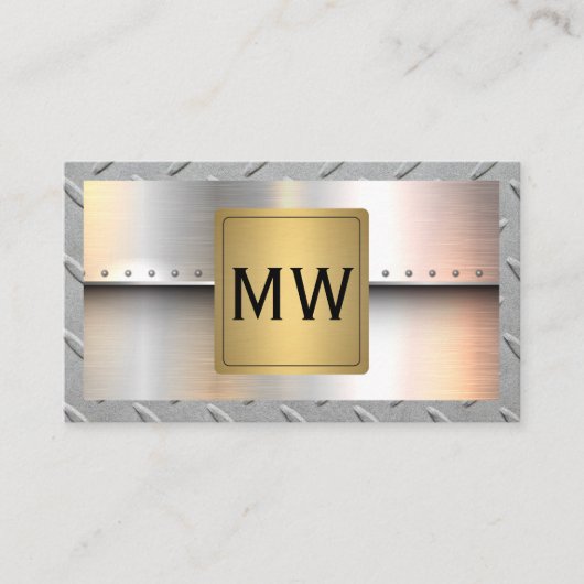 Metallic goud monogram | Klinknagels en staal Visitekaartje (Voorkant)