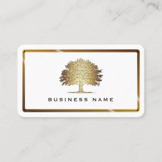 Metallic goud oude eik boom Elegant Visitekaartje (Voorkant)