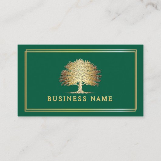 Metallic goud oude eik boom Elegant Visitekaartje (Voorkant)
