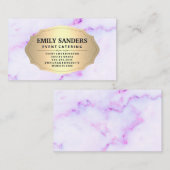 Metallic Goud Paarse Marmer Textuur Visitekaartje (Voorkant / Achterkant)