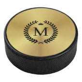 Metallic goud roestvrij staal zwart laurierkrans hockey puck (3/4)