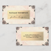 Metallic goud / roze /  accenten visitekaartje (Voorkant / Achterkant)