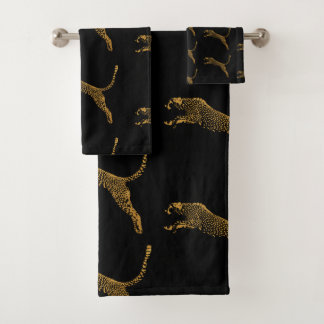 Metallic goud springende cheeta bad handdoek