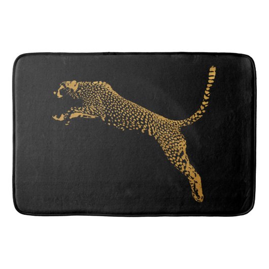 Metallic goud springende cheeta badmat (Voorkant)