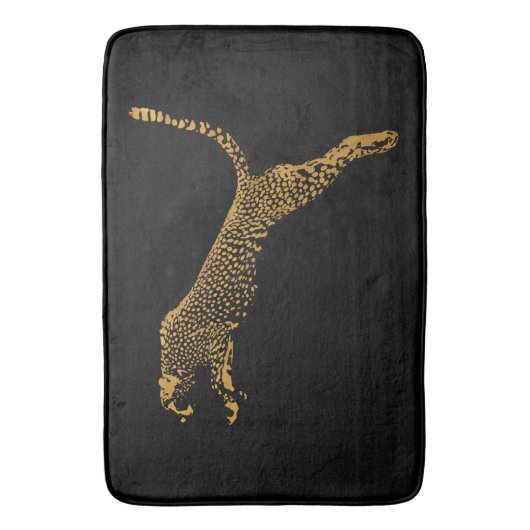 Metallic goud springende cheeta badmat (Voorkant Verticaal)