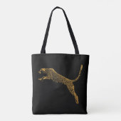 Metallic goud springende cheeta tote bag (Achterkant)