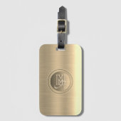 Metallic goud staal gegraveerd monogram bagagelabel (Voorkant (verticaal))