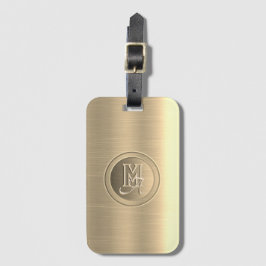 Metallic goud staal gegraveerd monogram bagagelabel