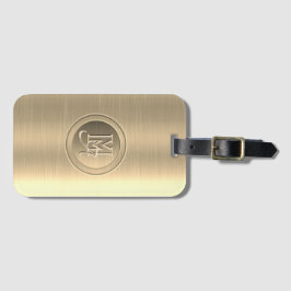 Metallic goud staal gegraveerd monogram bagagelabel