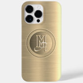 Metallic goud staal gegraveerd monogram Case-Mate iPhone case (Achterkant)