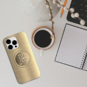 Metallic goud staal gegraveerd monogram Case-Mate iPhone case
