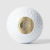 Metallic goud staal gegraveerd monogram golfballen (Voorkant)