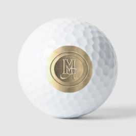 Metallic goud staal gegraveerd monogram golfballen