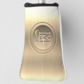 Metallic goud staal gegraveerd monogram golfheadcover (Draai 90)