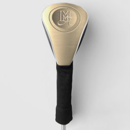 Metallic goud staal gegraveerd monogram golfheadcover
