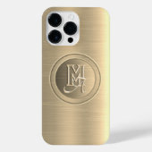 Metallic goud staal gegraveerd monogram iPhone hoesje (Achterkant)