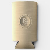 Metallic goud staal gegraveerd monogram seltzer blikjeskoeler (Voorkant)