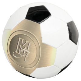 Metallic goud staal gegraveerd monogram voetbal