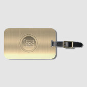 Metallic Goud Stalen Gegraveerde Monogram Bagagelabel (Voorkant (horizontaal))