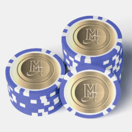 Metallic Goud Stalen Gegraveerde Monogram Poker Chips