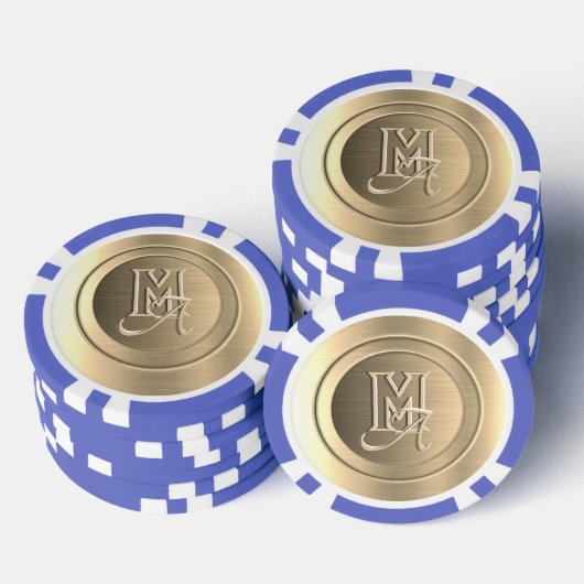 Metallic Goud Stalen Gegraveerde Monogram Poker Chips (Opstapeling)